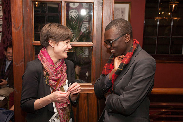 Rachel Stevens (British Council) and Bwesigye Mwesigire